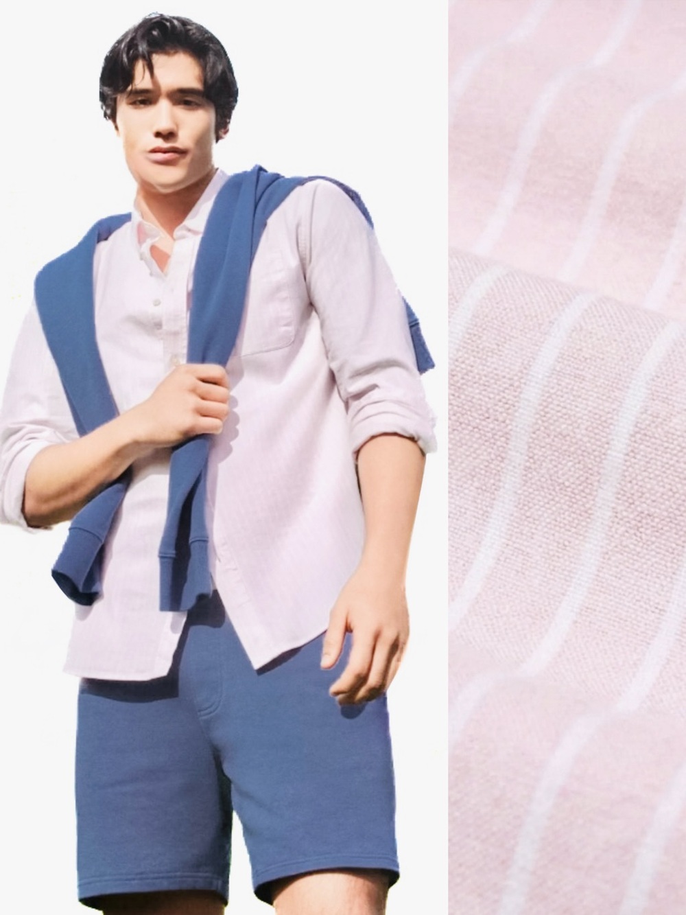 Free Assembly Cotton Stretch Button Down Oxford Shirt Pink Pinstripe NWT